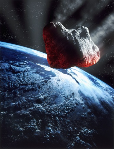 ilustração da queda de um meteoróide