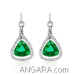 Trillion-Emerald-and-Diamond-Designer-Danglers-in-14k-White-Gold-(5-mm)_