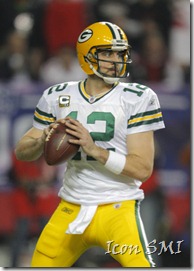 15 January 2011: Green Bay Packers quarterback Aaron Rodgers (12) drops back to pass in first half action of the Green Bay Packers at Atlanta Falcons NFC Divisional playoff at the Georgia Dome in Atlanta Georgia.