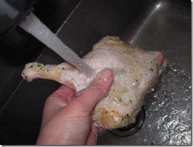 rinsing duck confit