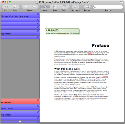 OS X Preview displaying a PDF with annotations