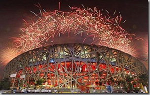 Sports Events...epa01465413 Fireworks go off over the National Stadium during the Closing Ceremony of the Beijing 2008 Olympic Games at the National Stadium, known as Bird's Nest, Beijing, China, 24 August 2008.  EPA/VALDRIM XHEMAJ