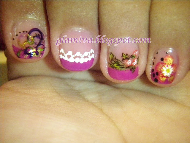 nail art picture designs on purple french 2010