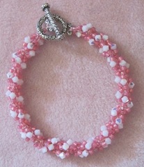 pink seed bead crystal bracelet