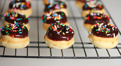 mini donuts on a baking rack