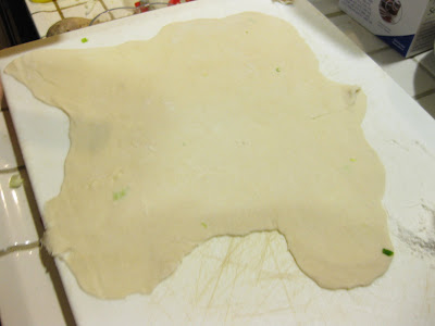 photo of the dough rolled out on a work surface