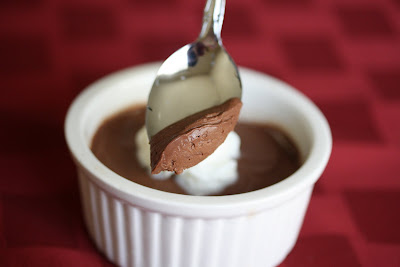 photo of a spoonful of chocolate mousse