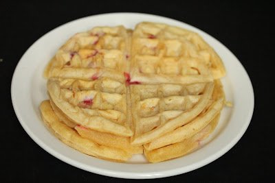 overhead photo of mochi waffles on a plate