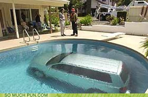 photo of a car in a pool