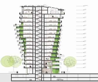 Plano-fachada-Torre-Marco-Polo-Behnisch-Architekten Plano-fachada-Torre-Marco-Polo-Behnisch-Architekten