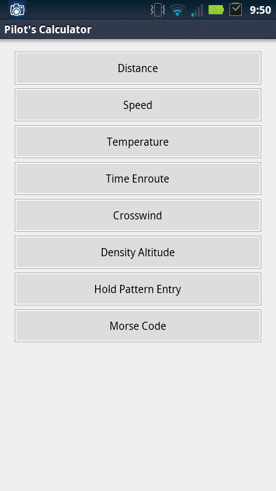 Pilots Calculator Screen 1