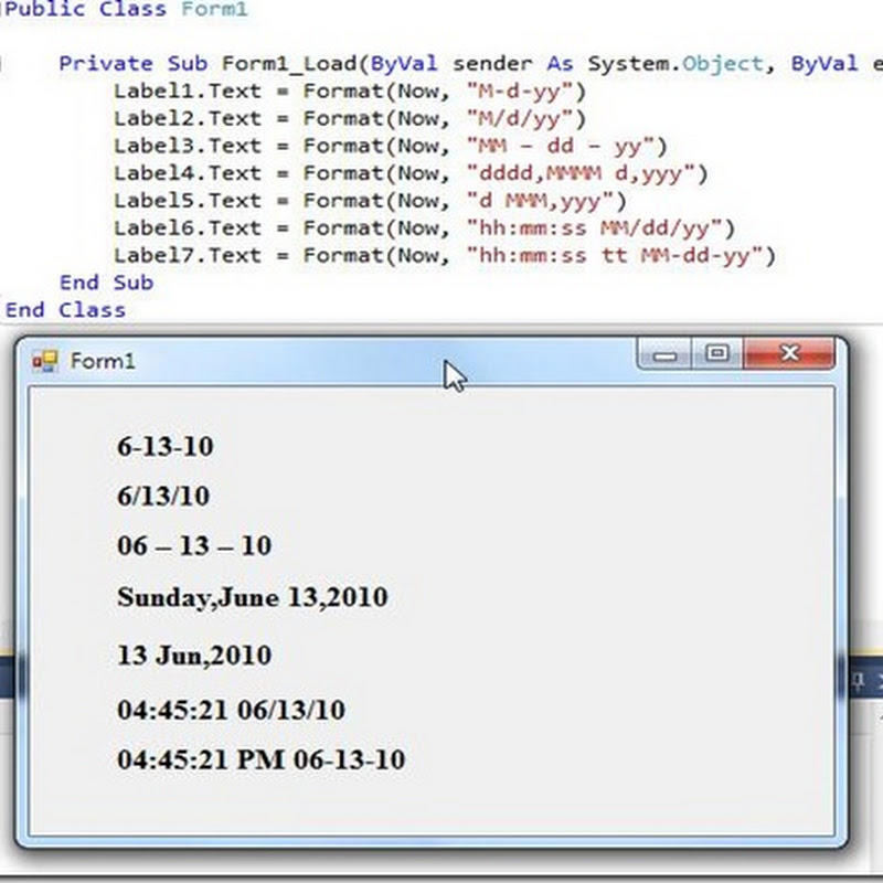 Date Time Format In VB.Net