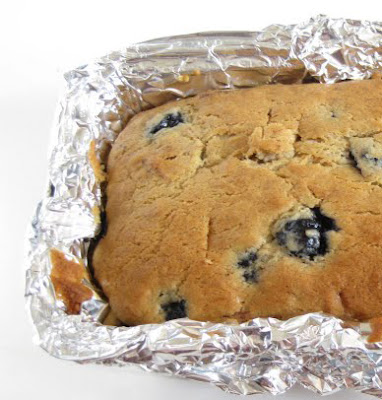 close-up photo of a loaf of Blueberry banana bread