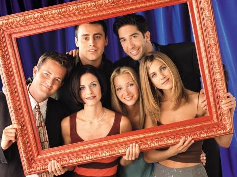 cima: Chandler, Joey, Ross; baixo: Monica, Phoebe, Rachel