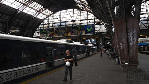 Train to Bartolomé Mitre station in Buenos Aires' main station Retiro
