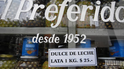 Dulce de Leche 1KG Portions in a Shop Front Display in Buenos Aires, Argentina