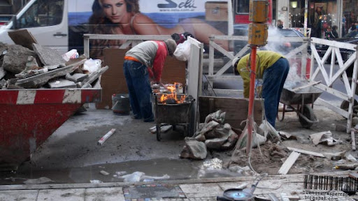 Street Asado at a Construction Site in the Once Neighborhood in Buenos Aires, Argentina