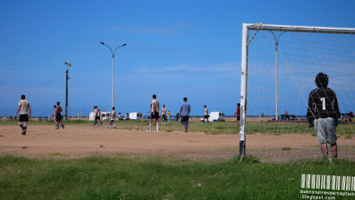 Young Uruguayans Playing Soccer in Ciudad Vieja of Montevideo, Uruguay