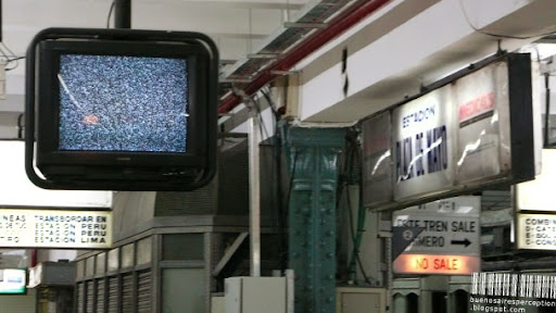 White Noise on a Public TV Screen at the Subteráneo Station 