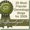Top 25 genealogy blogs award from ProGenealogists