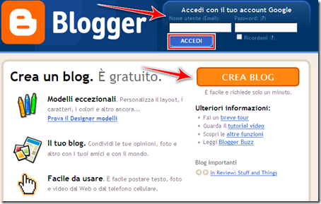 come creare blog gratuito blogger
