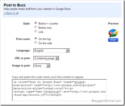 buzz button configure page