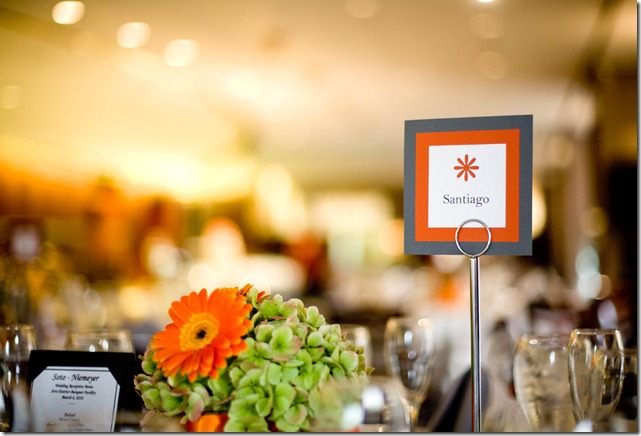 Grey and Tangerine Tablescape for Weddings