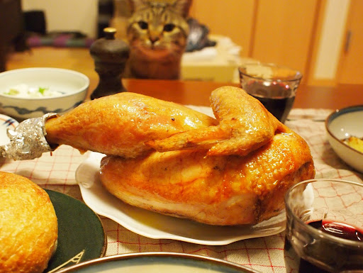 [写真]今年の鶏(とそれを狙うグスタフ)