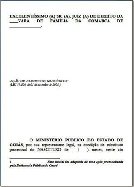 Alimentos Gravídicos - Modelo de Petição Inicial.
