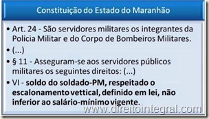 Constituição do Estado do Maranhão. Saláro de Policial não Inferior ao Salário Mínimo.