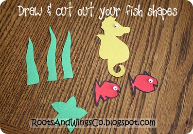 2 draw and cut out fish shapes