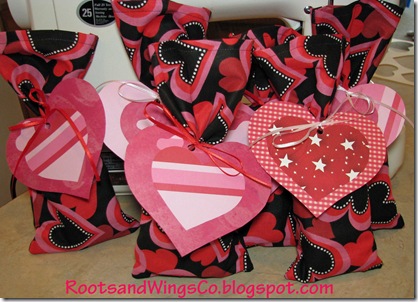 Fabric Valentines Day bags