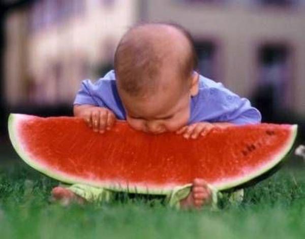 15 reasons why boys need strict parents - Eating watermelon larger than himself