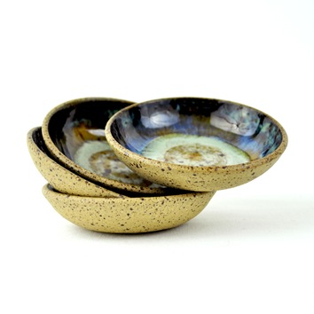 Blue and Green mini dipping bowls by glazedOver Pottery 3