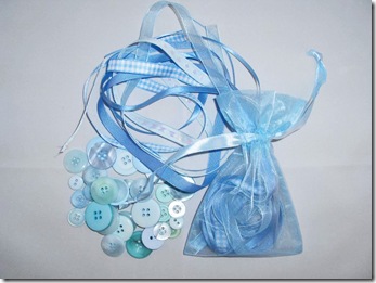 Ribbon & button bag blueed