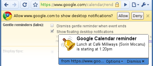 Google Calendar Notifications