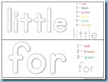 Color By Number Sight Words for little