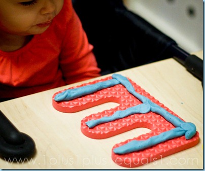 Foam Letters with Play Dough