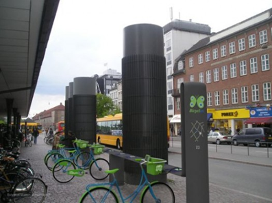 Bicyclus solar-powered bike sharing system in Copenhagen. via psfk.com