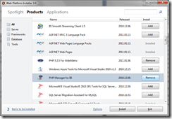 WebPlatformInstallerSelectItems WebPlatformInstallerSelectItems