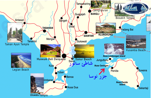 الخريطة السياحية جزيرة بالي