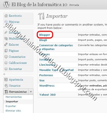 Importar blog de Blogger a WordPress