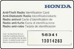 Car Radio Code Calculator: Honda Anti Theft Radio ID Card wiring diagrams for pioneer car stereos 