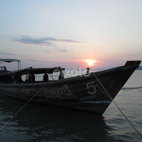 Alone Boat by Kristal Jiwa - Transportation Boats