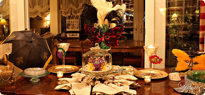 Mardi Gras Tablescape-Bargain Decorating with Laurie