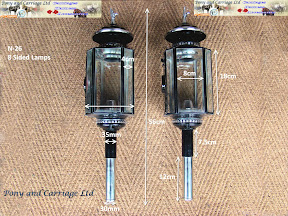 Pair of Eight Sided Black and White  metal trimmed  carriage driving coach lamps N26