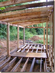 the back porch with rafters intalled