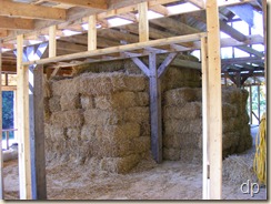 bales stacked in the house