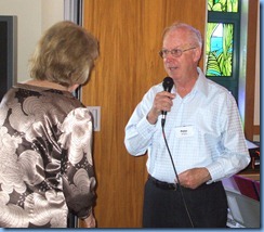 Peter Brophy talking with the Craft & Care Supervisor, Daphne Markwick