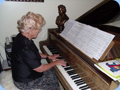 Ngaire McRae in her element on Peter Littlejohn's lovely grand piano
